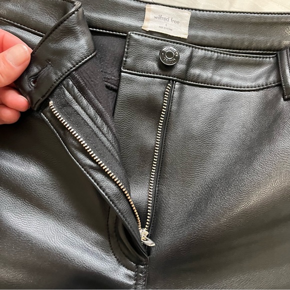 Aritzia Wilfred Free Valerie Straight Leg Vegan Leather Pants Black size 0 - Picture 11 of 16